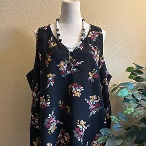Lane Bryant - Black Floral Sleeveless Top, Size 22